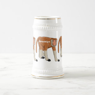 Chope À Bière Illustration drôle de singe proboscis