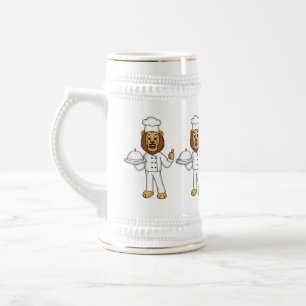 Chope À Bière Illustration du chef mignon lion