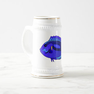 Chope À Bière Illustration du poisson de la cuve bleue