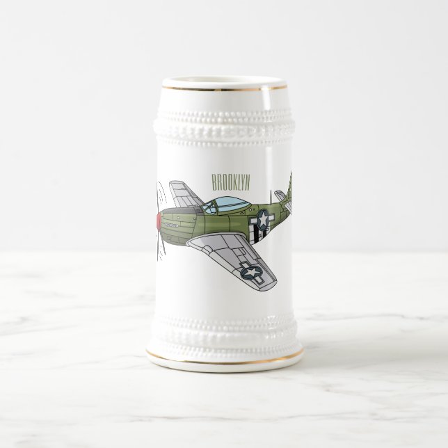 Chope À Bière Illustration d'un avion militaire (Centre)