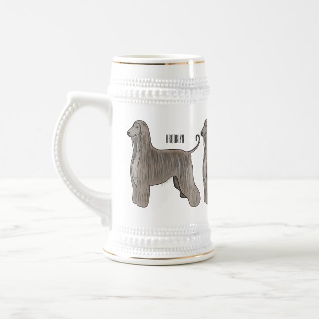 Chope À Bière Illustration d'un chien hound afghan (Gauche)