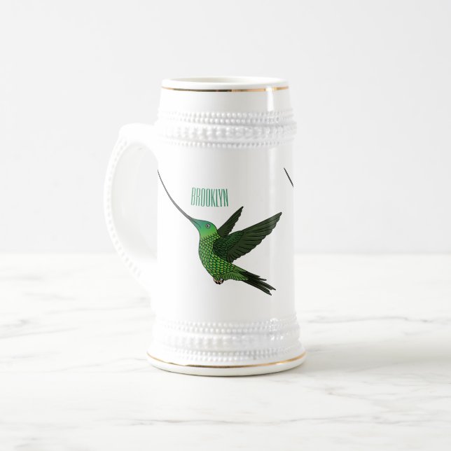 Chope À Bière Illustration d'un colibri à bec épée (Devant gauche)