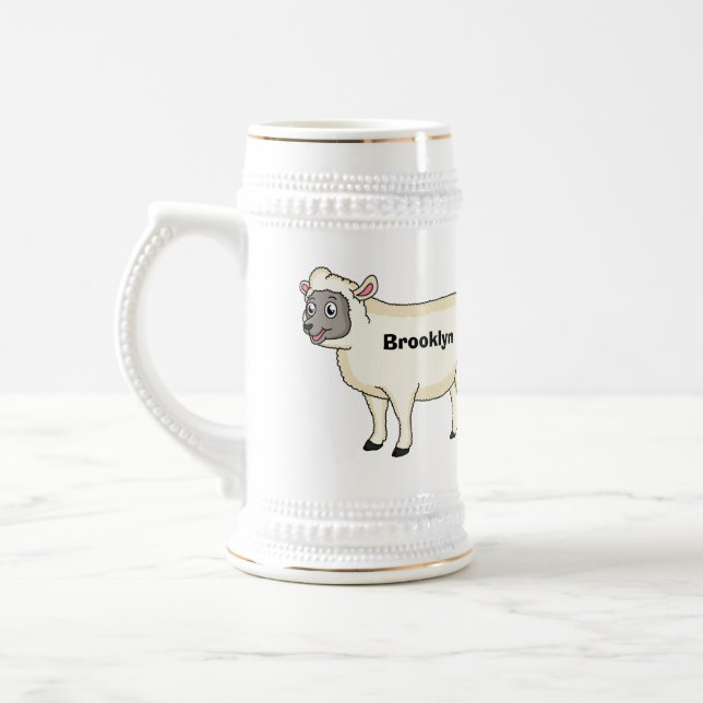 Chope À Bière Illustration d'un mouton joyeux (Gauche)