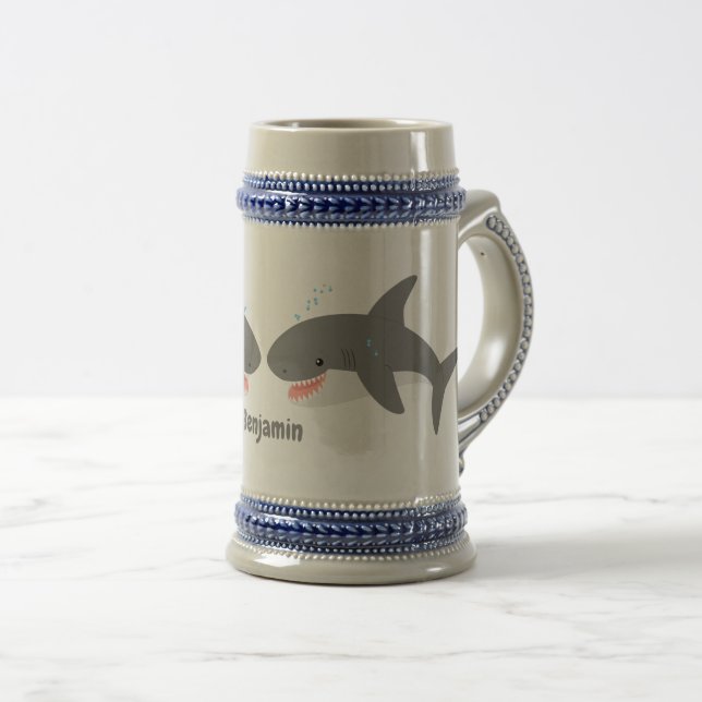 Chope À Bière Illustration joyeuse du grand requin blanc (Devant droit)