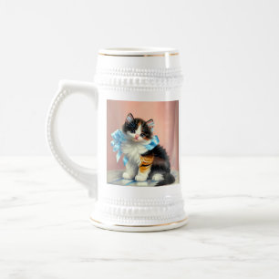 Chope À Bière Illustration vintage Calico Kitten