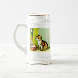 Chope À Bière Illustration vintage Tabby Cat