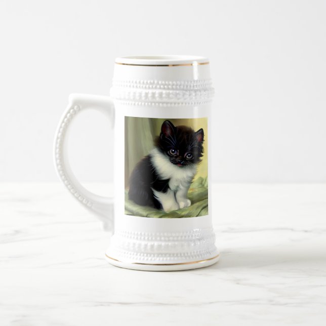 Chope À Bière Illustration vintage Tuxedo Kitten (Gauche)