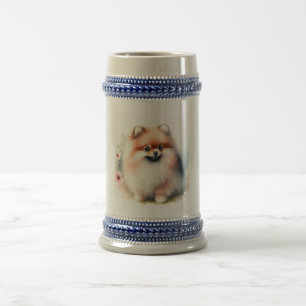 Chope À Bière Image d'aquarelle mignonne Pomeranian
