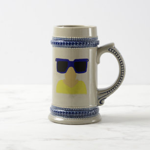 Chope À Bière Incognito Mustache & Lunettes Blonde Stein
