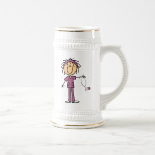Chope À Bière Infirmière représentée par un personnage féminin s