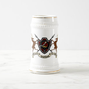 Chope À Bière Insigne de clan Wallace & tartan avec cerfs