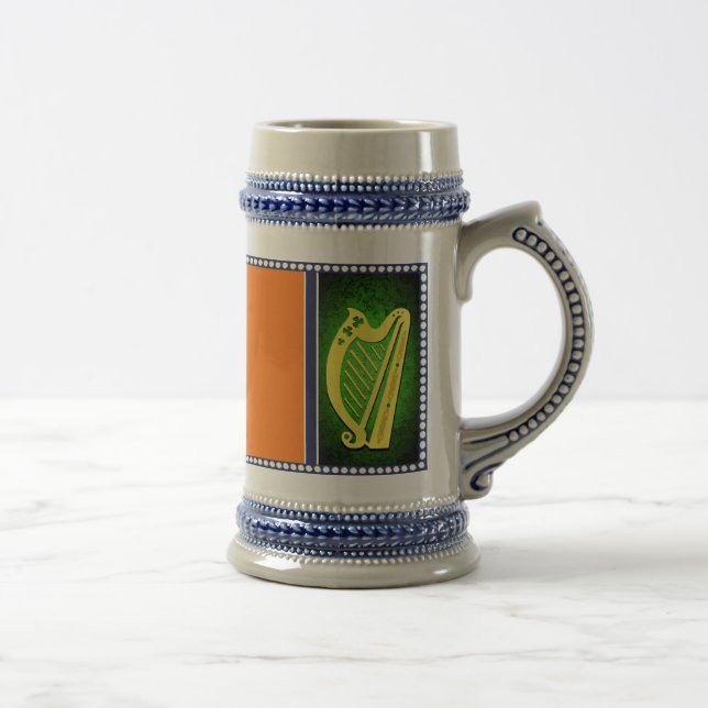 Chope À Bière Irlande Drapeau national, Harpe, shamrocks verts (Droite)