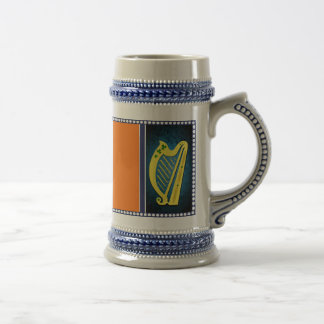 Chope À Bière Irlande Drapeau national, Harpe, shamrocks verts