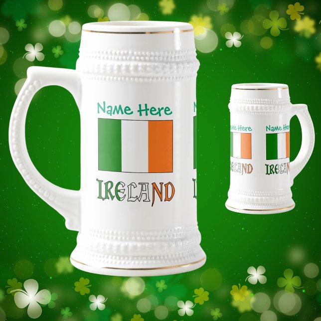 Chope À Bière Irlande Drapeau vert Personnalisation (Créateur téléchargé)