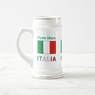Chope À Bière Italia e Bandiera Italiana Personnalisation verte