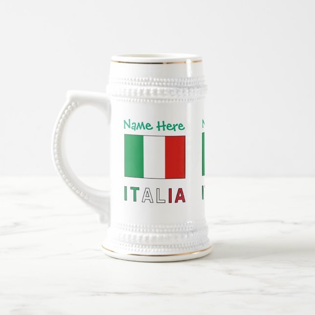 Chope À Bière Italia e Bandiera Italiana Personnalisation verte (Gauche)