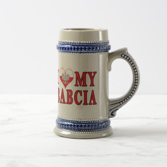 Chope À Bière J'Coeur Mon Babcia (Droite)