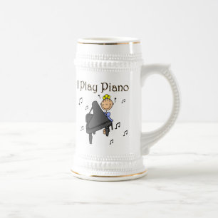Chope À Bière Je Joue au Piano T-shirts et Cadeaux