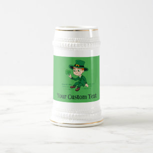 Chope À Bière Joli dessin animé leprechaun avec shamrock et arc-