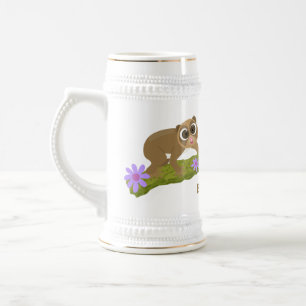 Chope À Bière Joli lenteur loris sur dessin de branche