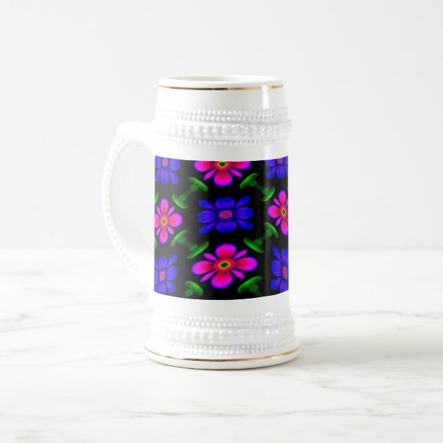 Chope À Bière Joli Motif de fleurs roses (Devant gauche)