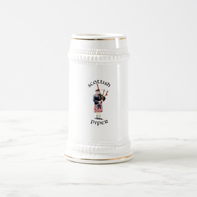 Chope À Bière Joueur de cornemuse en kilt rouge (Centre)