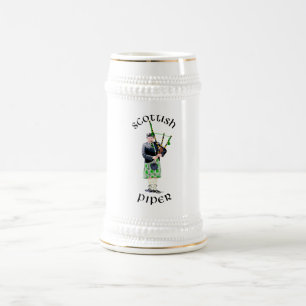 Chope À Bière Joueur de cornemuse en kilt vert