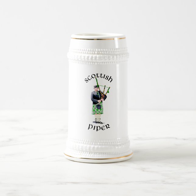 Chope À Bière Joueur de cornemuse en kilt vert (Centre)