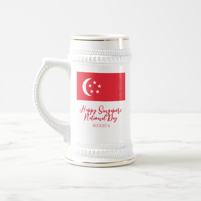 Chope À Bière Joyeuse fête nationale de Singapour Drapeau de Sin (Gauche)