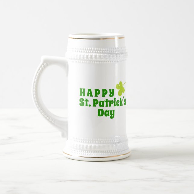 Chope À Bière Joyeuse St Patrick jour Trèfle Vert (Gauche)
