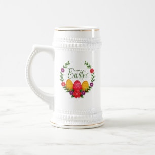 Chope À Bière Joyeuses fleurs d'oeufs de Pâques-23798
