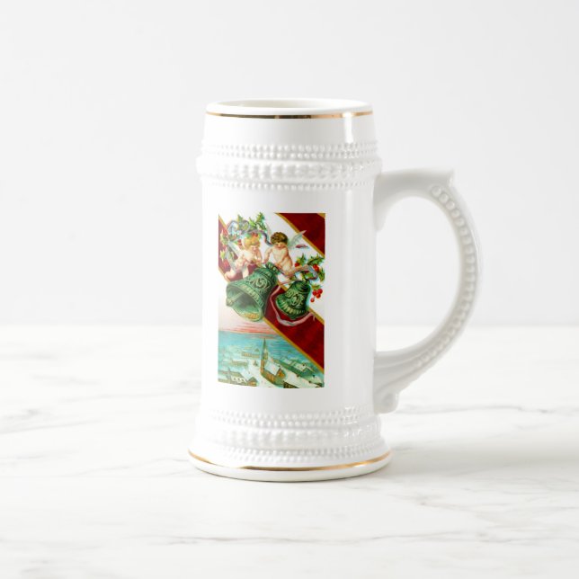 Chope À Bière Joyeux Noël, chérubins et cloches (Droite)