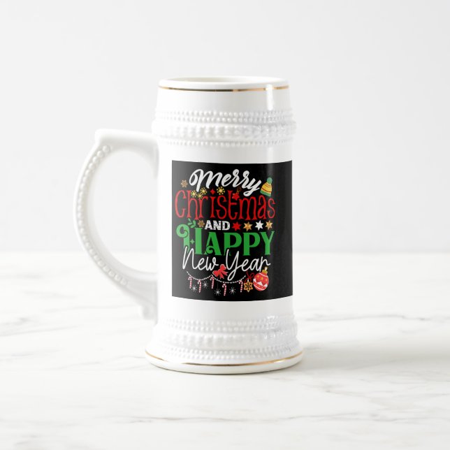 Chope À Bière Joyeux Noël et Bonne Année (Gauche)