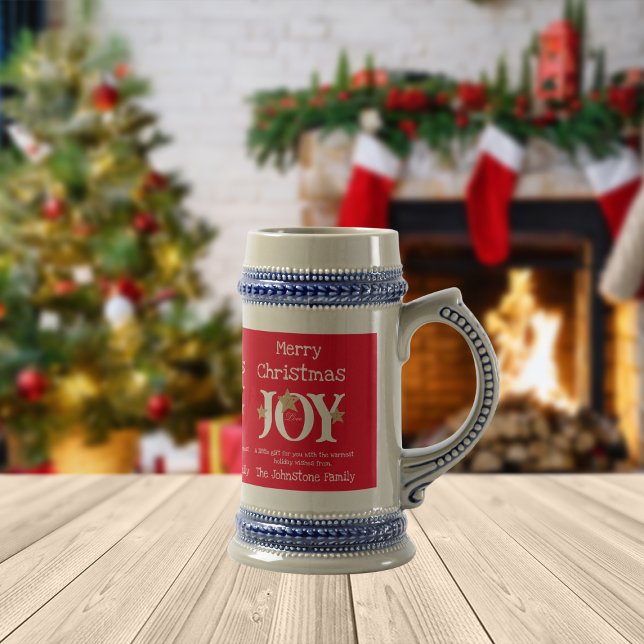 Chope À Bière Joyeux Noël Joie Un Petit Cadeau Pour Vous Cool Ro (Grab one or more of these cheerful red mugs for your Holiday festivities - folks will love them.)