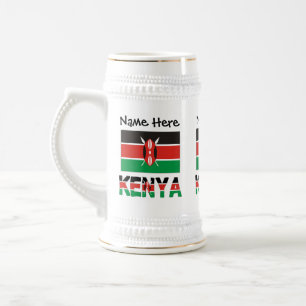 Chope À Bière Kenya et drapeau kenyan avec votre nom