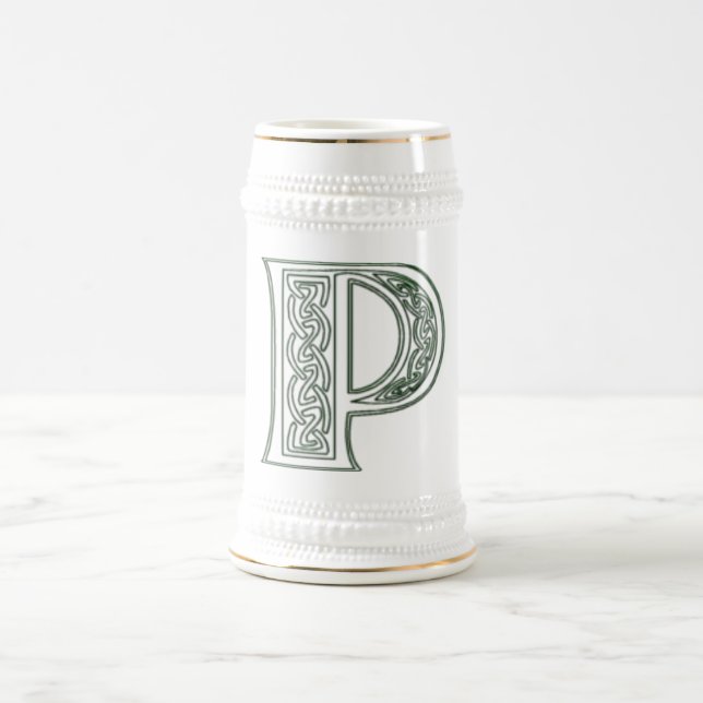 Chope À Bière KRW - P - Stein décoré d'un monogramme celtique (Centre)
