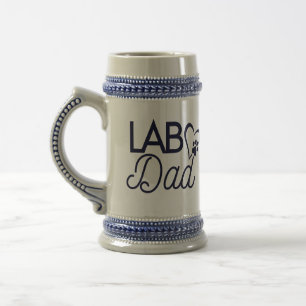 Chope À Bière "Lab Papa" Gris & Bleu Bière Stein