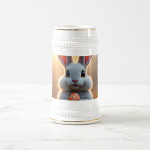 Chope À Bière Lapin de Pâques heureux dans la magie du printemps