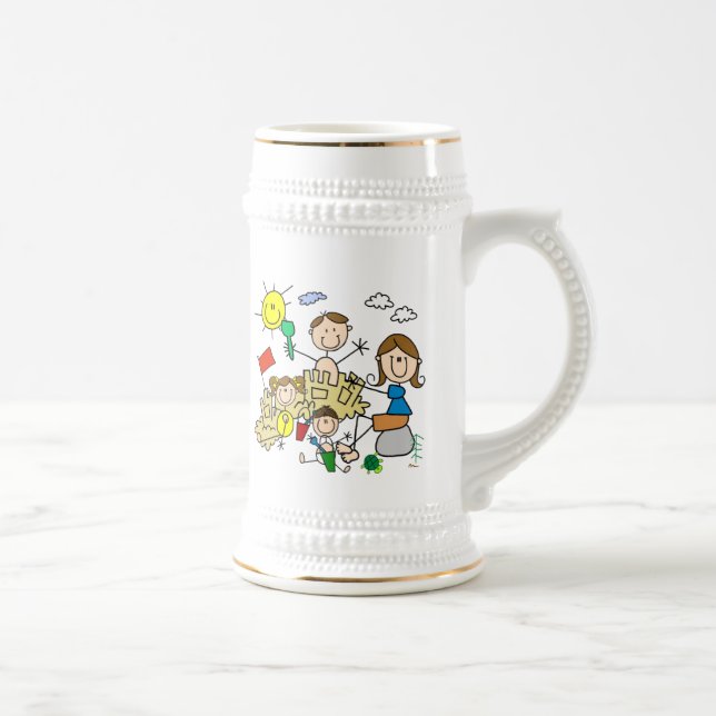 Chope À Bière Le bâton figure l'amusement de plage de famille (Droite)