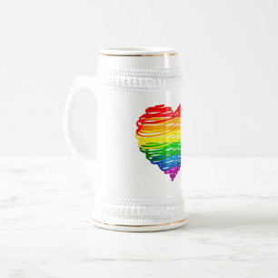 Chope À Bière Le cœur arc-en-ciel de SlipperyJoe griffonné tourb