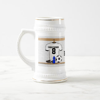 Chope À Bière Le football Jersey noir blanc personnalisé du