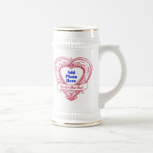 Chope À Bière Le meilleur papa du monde ! Photo Red Hearts