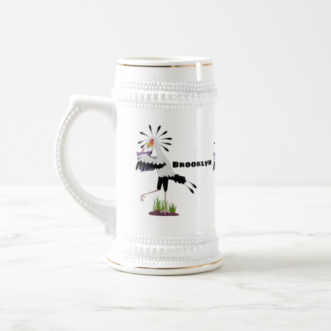 Chope À Bière Le mignon secrétaire oiseau écrire des notes dessi (Gauche)