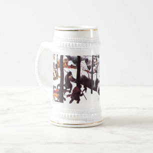 Chope À Bière "Les Chasseurs dans la neige" Beaux-Arts cadeau de