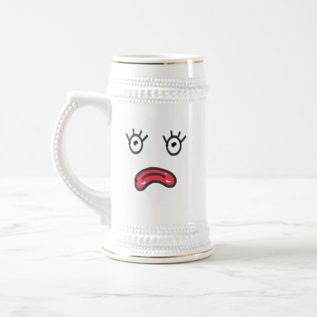 Chope À Bière Les lèvres roses triste visage  (Gauche)