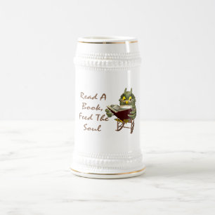 Chope À Bière Les livres alimentent à l'âme le hibou sage