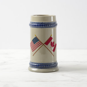 Chope À Bière Les USA et drapeaux croisés par Canada