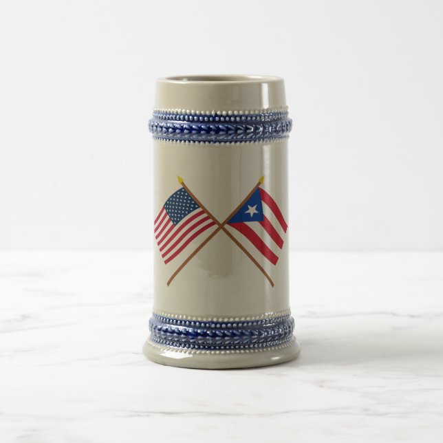 Chope À Bière Les USA et drapeaux croisés par Porto Rico (Centre)