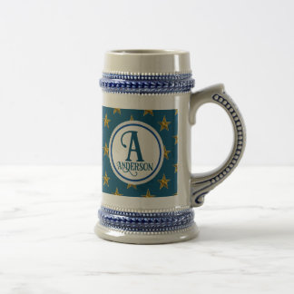 Chope À Bière Lettre de monogramme de nom de famille étoile naut