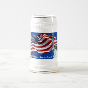 Chope À Bière Liberté Stein de drapeau des USA - Dieu bénissen
